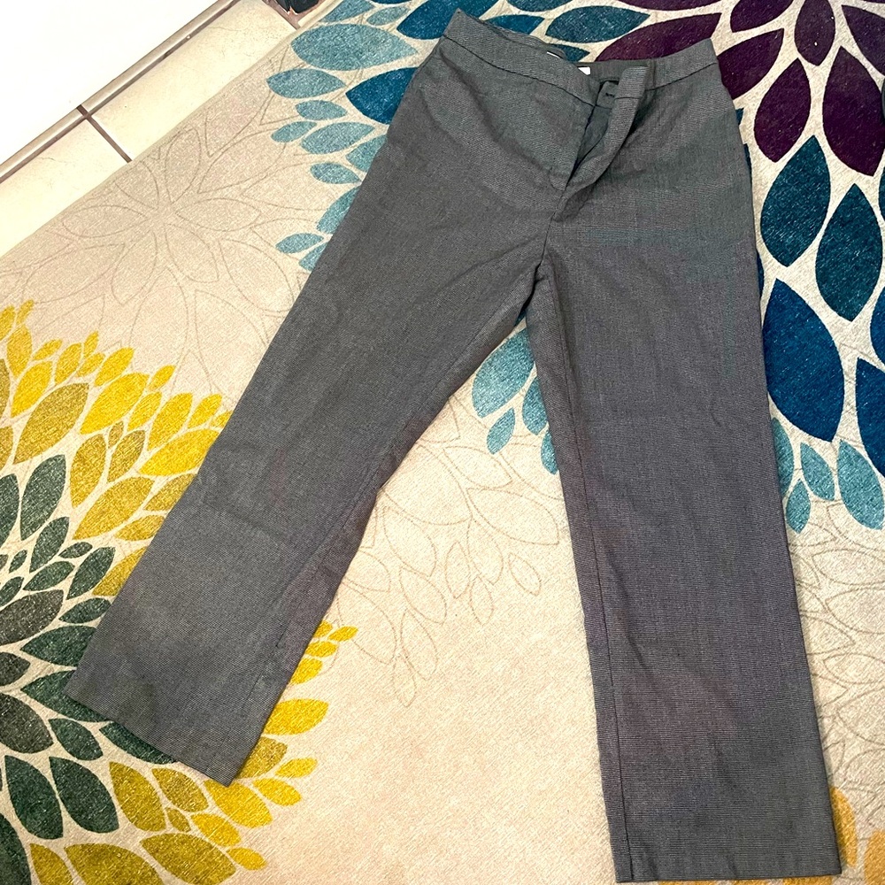 Black dress pants with texture making it look checkered or grey